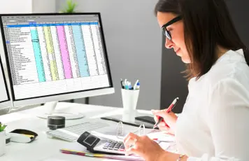 woman working on desk