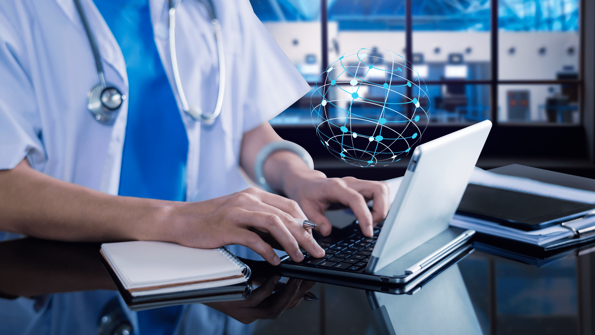 healthcare it outsourcing doctor on laptop