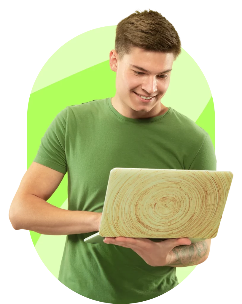 young man with a computer