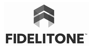 parallelstaff- Fidelitone logo featuring a geometric, three-dimensional shape above the bold, uppercase word Fidelitone in black text on a white background.