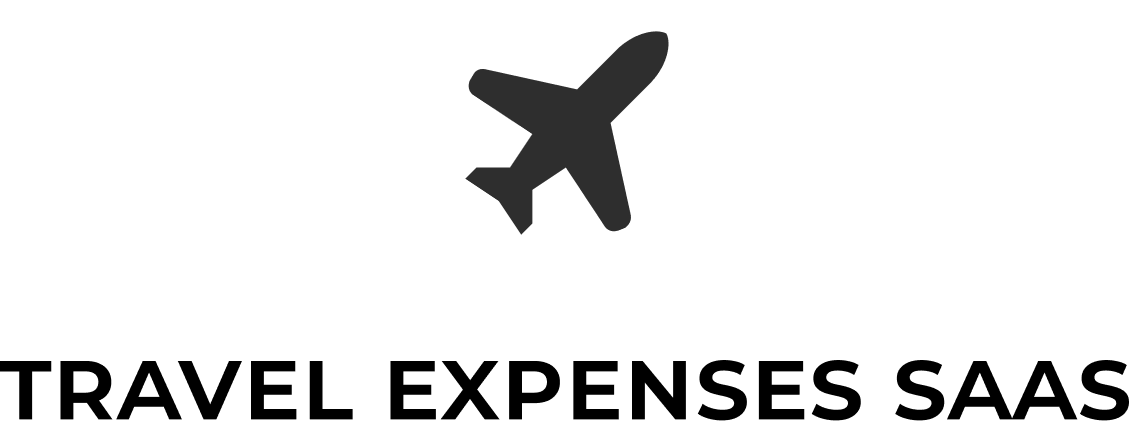 parallelstaff- A black airplane icon is centered above bold black text that reads TRAVEL EXPENSES SAAS on a light gray background, perfectly representing streamlined Travel Expenses management.