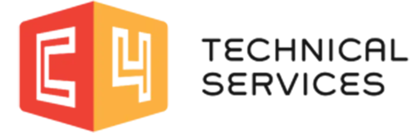 parallelstaff- Logo with a red and orange 3D cube displaying stylized C and 4 characters, next to the text TECHNICAL SERVICES in a modern, bold font.