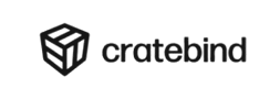 parallelstaff- Black crate-shaped geometric logo followed by the word cratebind in lowercase, bold, modern font.