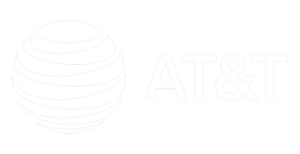 parallelstaff- AT&T logo featuring a white striped globe design on the left and the text AT&T in bold white letters on a black background.