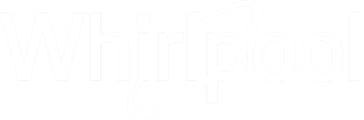 parallelstaff- The Whirlpool logo in white text, featuring the word Whirlpool with a stylized yellow ring orbiting around the letters r and l.