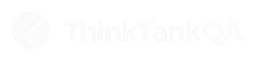 parallelstaff- White ThinkThank QA text with a geometric, wireframe-style circle logo on the left, all set against a black background.