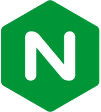 parallelstaff- A white, uppercase letter N is centered on a green hexagon background. This is the logo for NGINX, a popular web server and reverse proxy software.