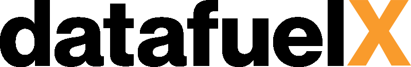 parallelstaff- The word datafuel in bold black lowercase letters, followed by an uppercase X in bold orange, all on a light gray background.