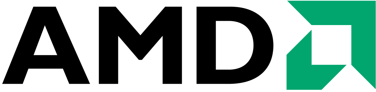 parallelstaff- The AMD logo featuring bold black letters AMD next to a stylized green geometric arrow design on a light gray background.