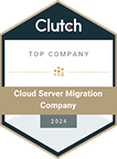 parallelstaff- A badge with the Clutch logo, labeled Top Company Cloud Server Migration Company 2024, recognizing an achievement in cloud server migration services.