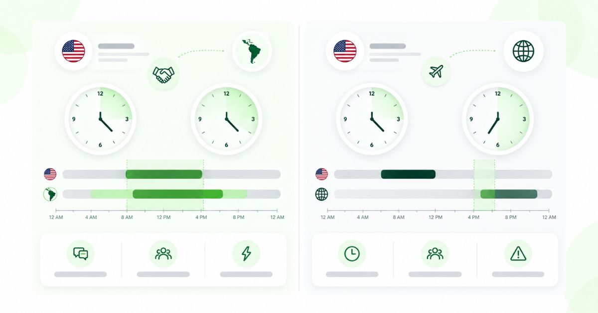 Nearshore and offshore software development time zone comparison
