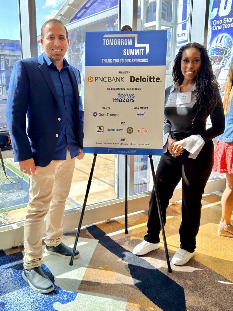 ParallelStaff CEO Luis Peralta and Kiera Warner attending the Dallas Regional Chamber Tomorrow Summit.