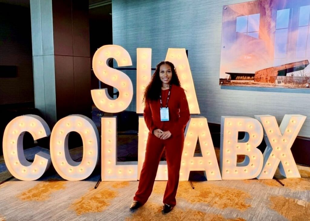Kiera Warner representing ParallelStaff at SIA CollaborationX 2026 in Dallas.
