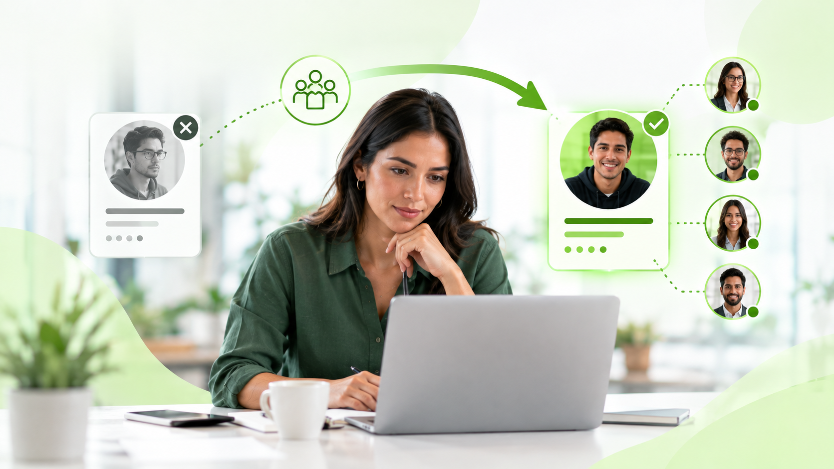 Technology leader reviewing candidate profiles as an underperforming developer is replaced with a stronger nearshore engineering match from a pre-vetted talent pool.