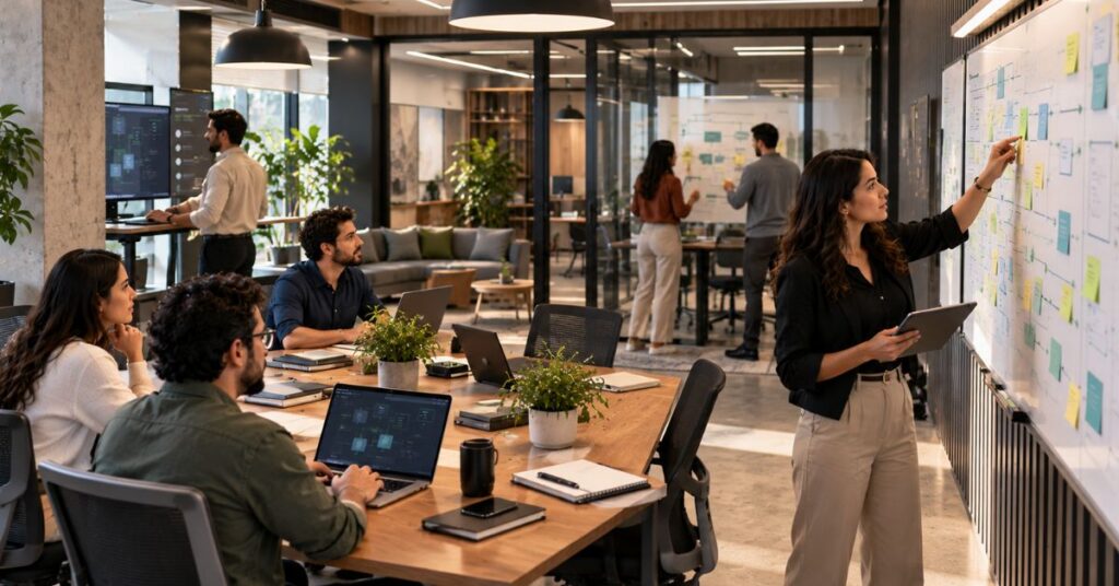 Project manager coordinating a software delivery roadmap across multiple teams