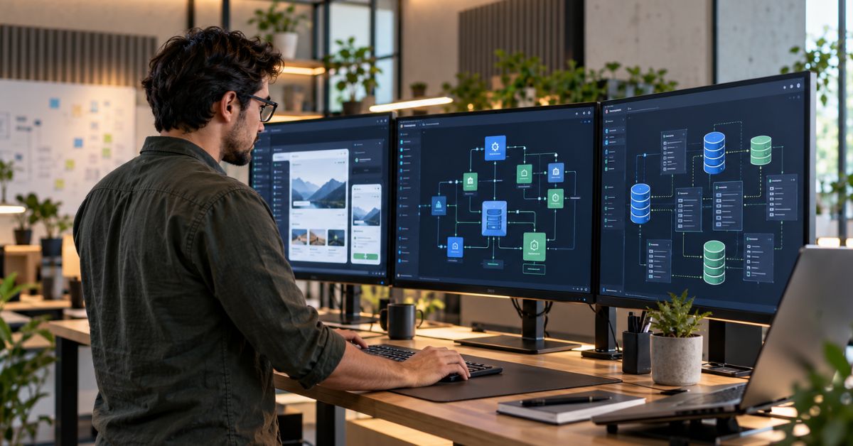Full stack developer working across front-end, back-end and database layers