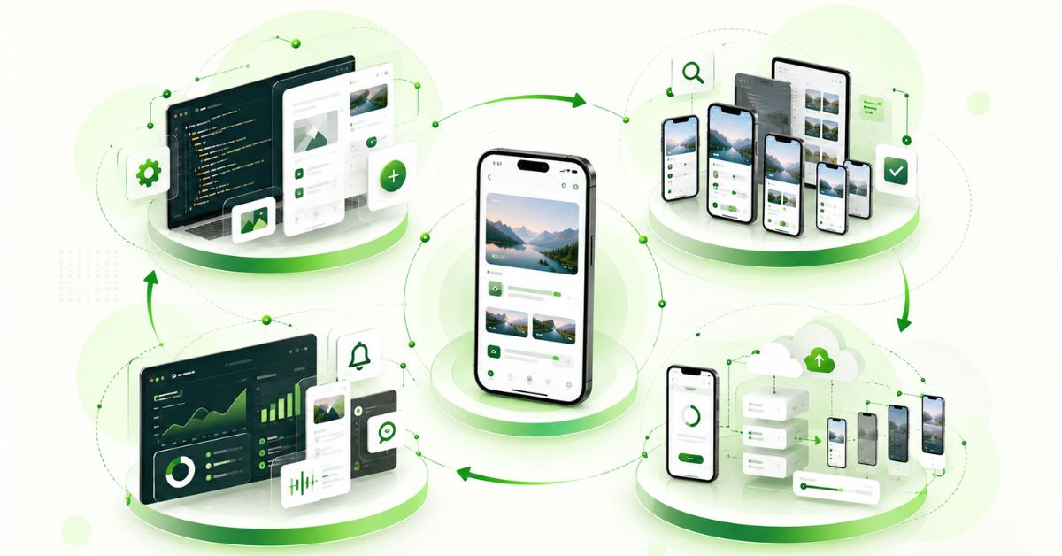 Continuous mobile app development lifecycle from building and testing to releasing and monitoring