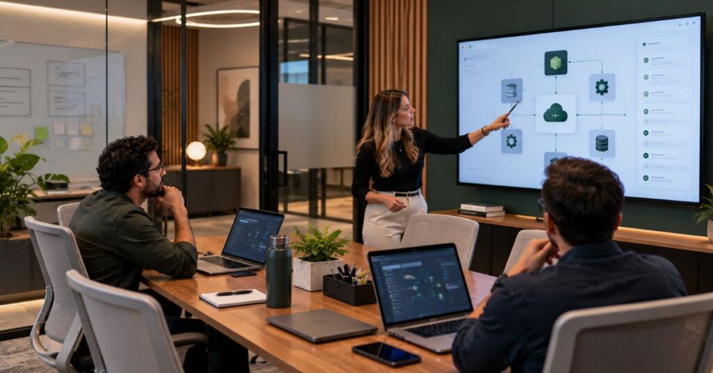 Costa Rican software engineers collaborating on enterprise cloud and software development