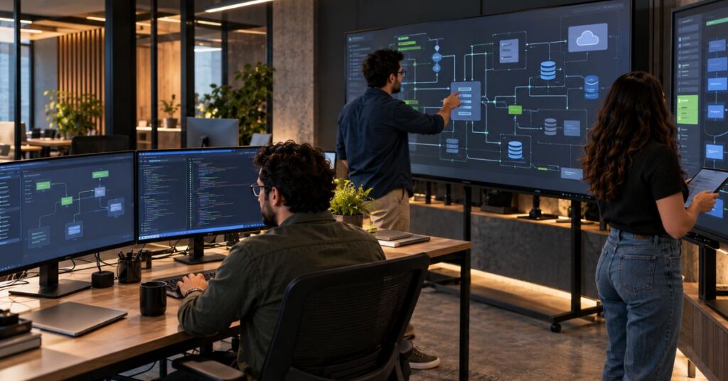 Java engineering team working on a complex enterprise software system