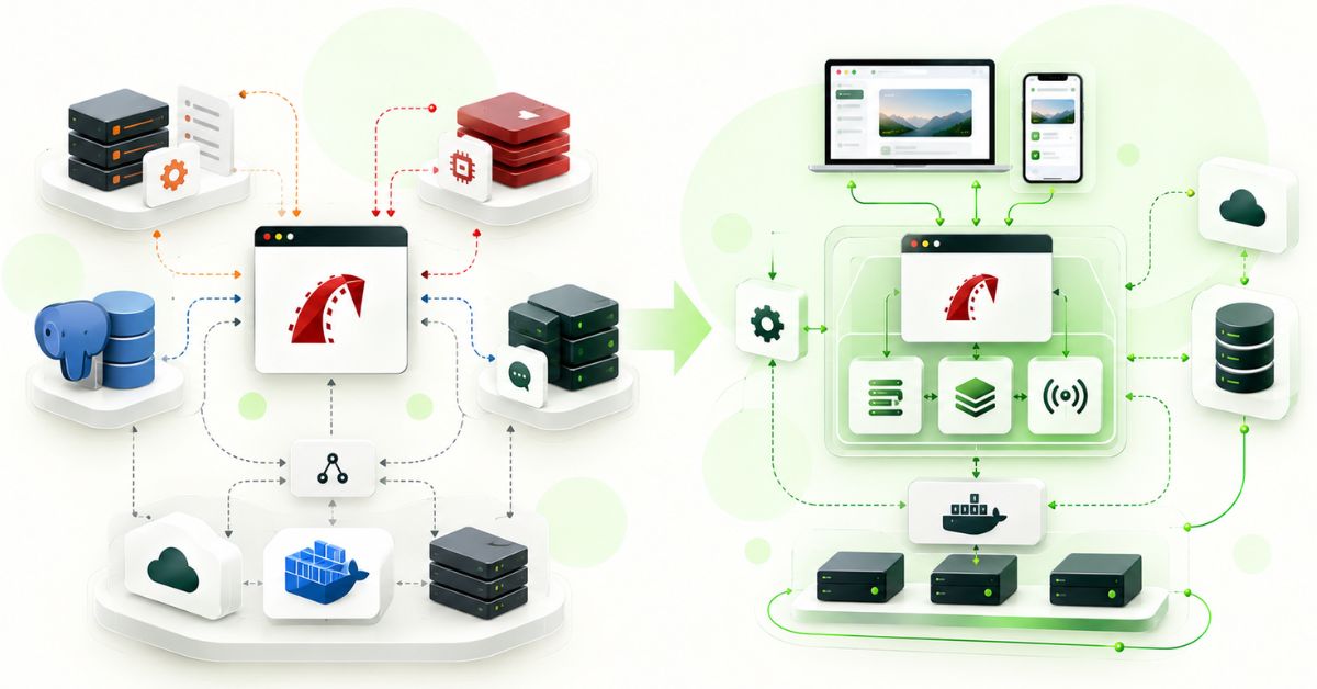Ruby on Rails 8 application architecture with integrated background jobs, caching and deployment tools