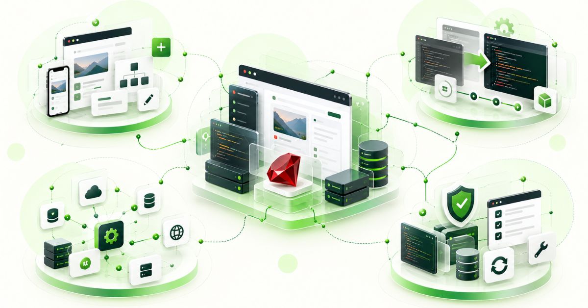 Ruby on Rails outsourcing services including new builds, modernization, integrations and maintenance