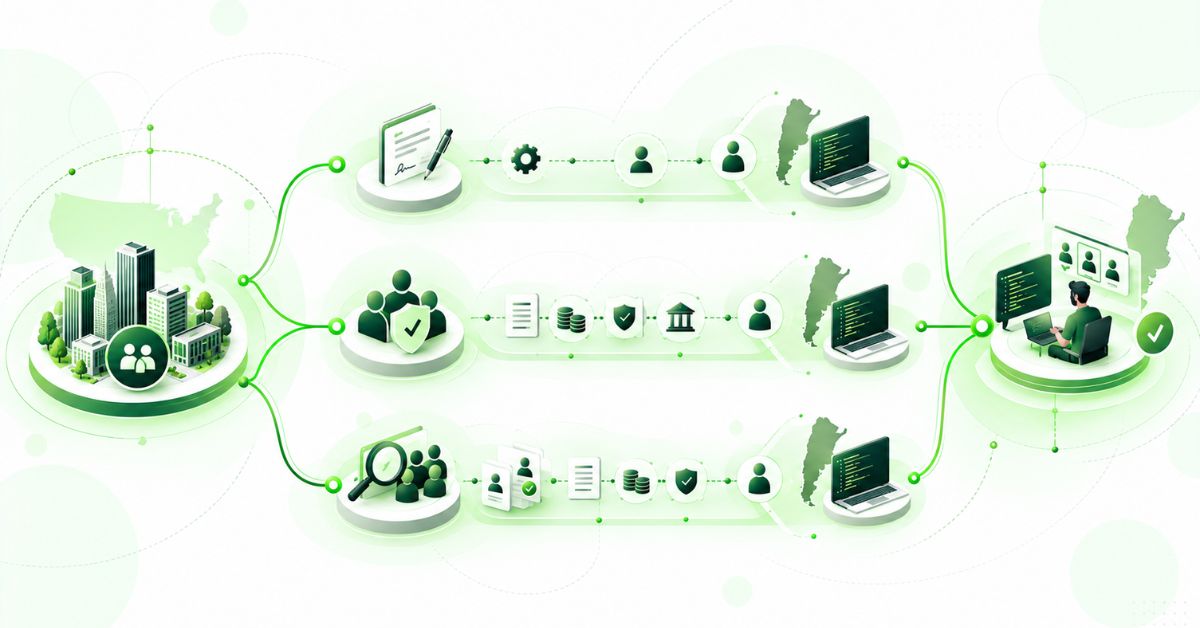 Contractor, Employer of Record and nearshore partner options for hiring engineers in Argentina